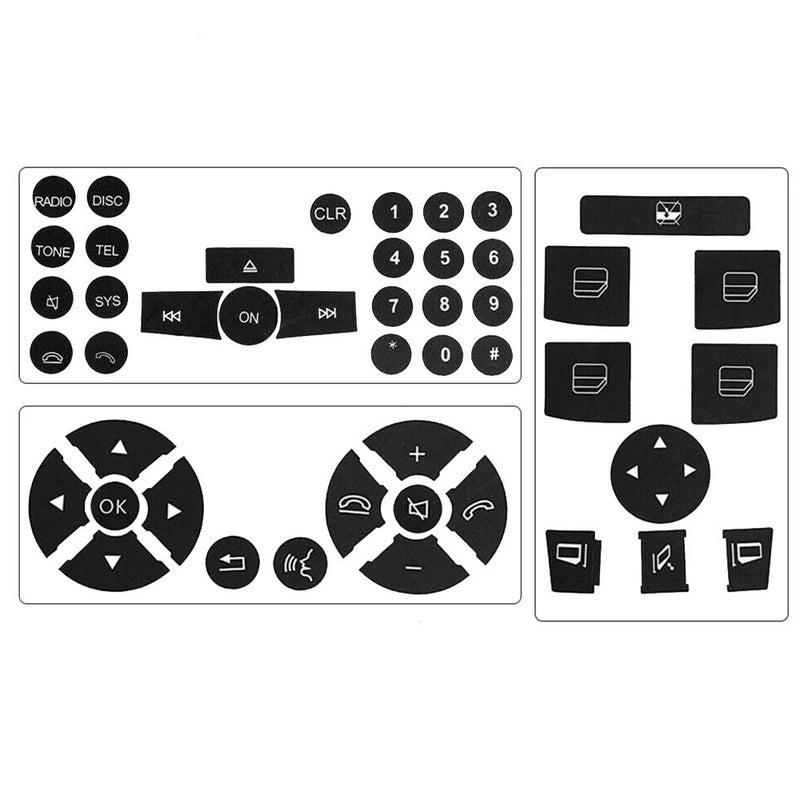 RDBS Car Interior Button Repair Sticker Kit Steering Wheel Window Switch Radio Number Button Decals Stickers Accessories Fit for 2008-2014 Mercedes Benz W204 C250 C350 E-Class Ml Gl Glk Models - Image 1